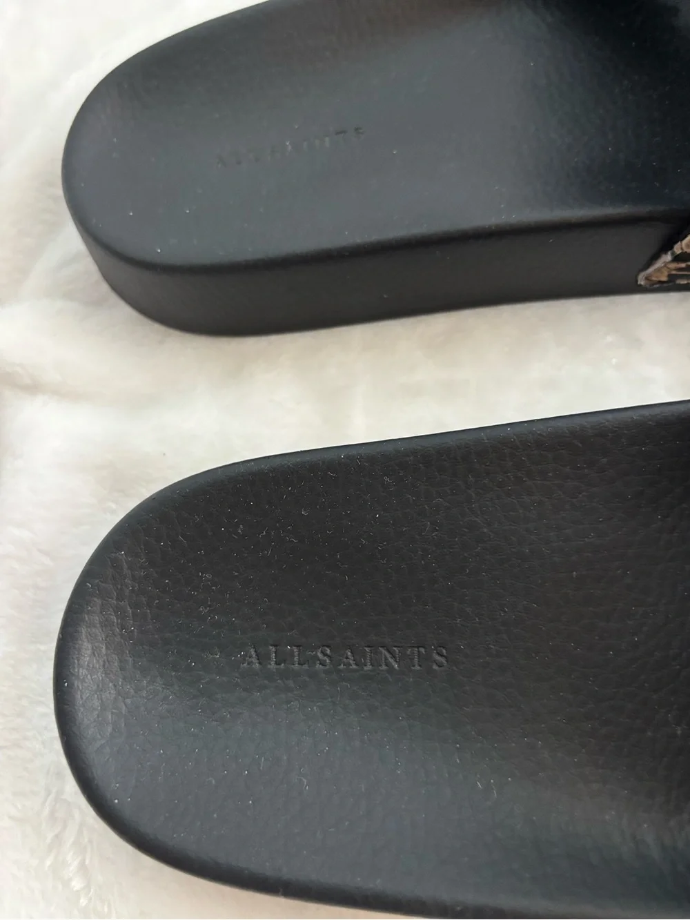 ALL SAINTS Signet Transfer Slide Sandal Leopard Print Black/Brown Size 8 - Picture 11 of 13